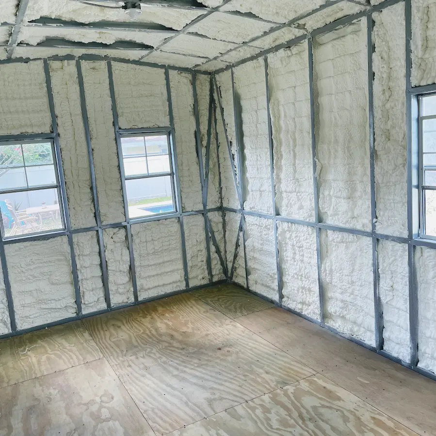 Closed-cell spray foam insulation applied to wall cavities in a residential project in Franklin